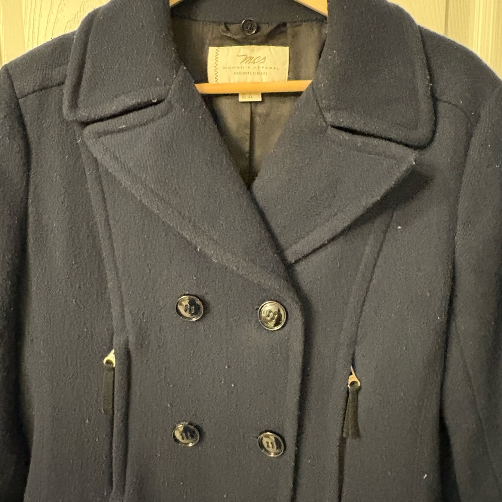 Women's Double-Breasted Blue Peacoat from Marlboro, size L